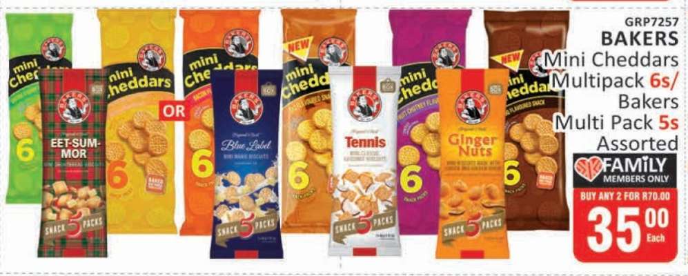 BAKERS Mini Cheddars Multipack 6s/Bakers Multi Pack 5s Assorted