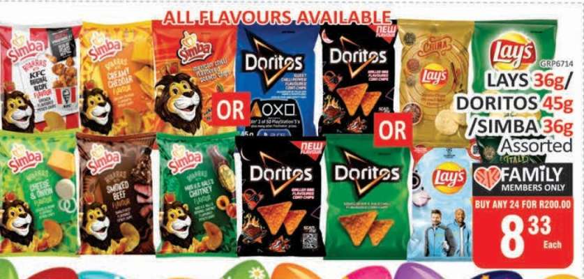 Lays 36g/Doritos 45g/Simba 36g Assorted