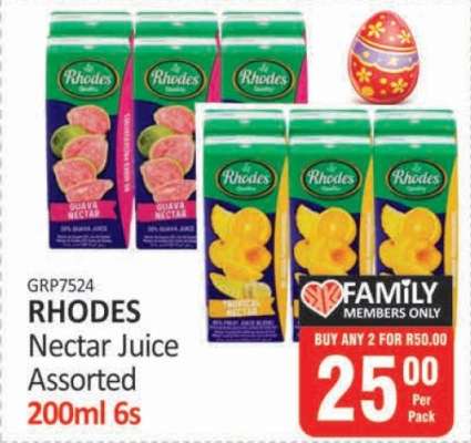 RHODES Nectar Juice Assorted 200ml 6s