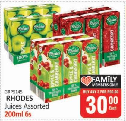 RHODES Juices Assorted