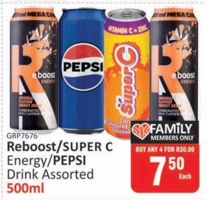 Reboost/SUPER C Energy/PEPSI Drink Assorted