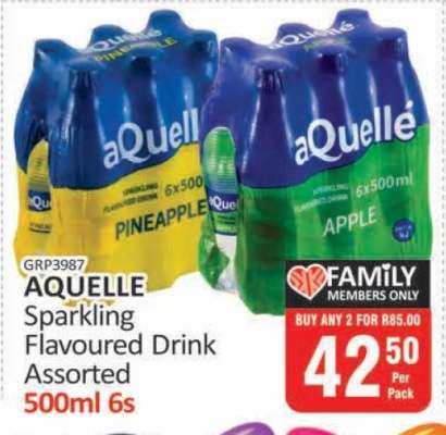 AQUELLE Sparkling Flavoured Drink Assorted 500ml 6s