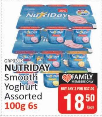 NUTRIDAY Smooth Yoghurt Assorted 100g 6s