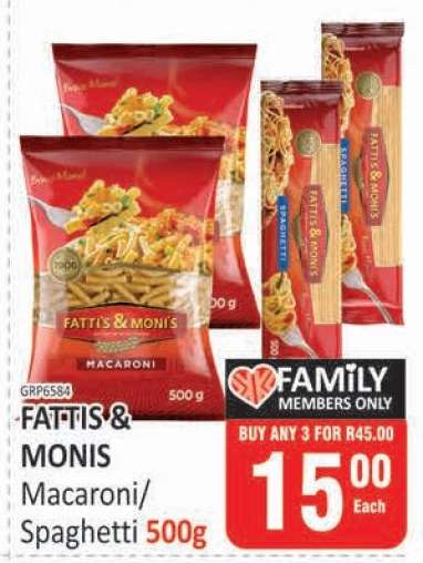 Fattis & Monis Macaroni/Spaghetti 500g