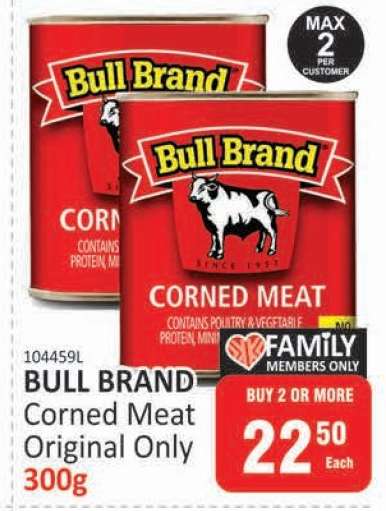 BULL BRAND Corned Meat Original Only 300g
