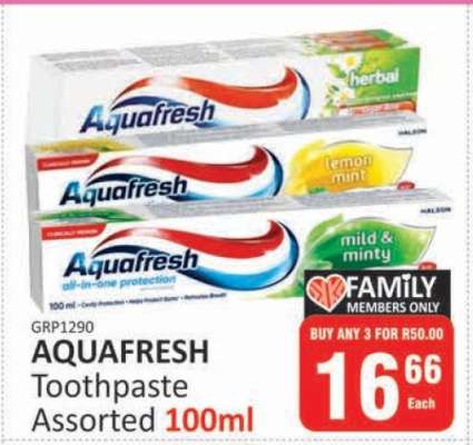 Aquafresh Toothpaste Assorted 100ml