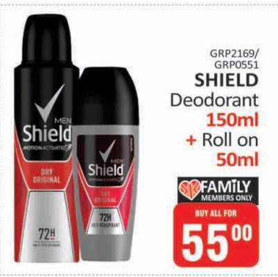 SHIELD Deodorant 150ml + Roll on 50ml