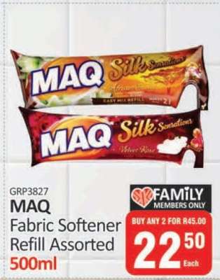 MAQ Fabric Softener Refill Assorted 500ml