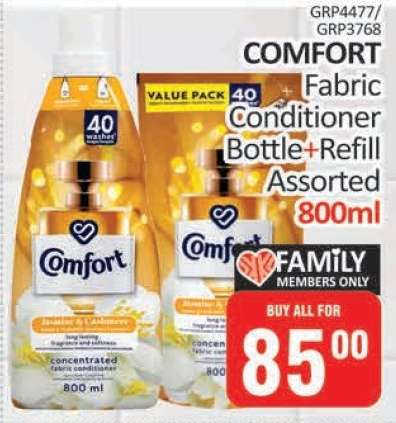 COMFORT Fabric Conditioner Bottle + Refill Assorted