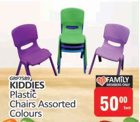 KIDDIES Plastic Chairs Assorted Colours