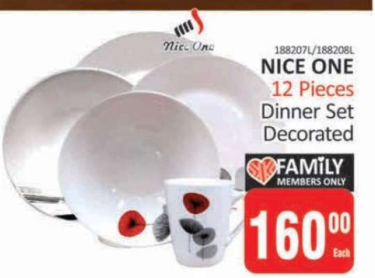 NICE ONE 12 Pieces Dinner Set Decorated