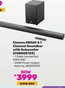 Cinema SB560 3.1 Channel Soundbar with Subwoofer