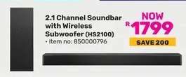 2.1 Channel Soundbar with Wireless Subwoofer (HS2100)