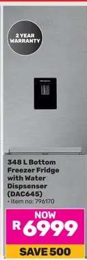 348 L Bottom Freezer Fridge with Water Dispenser (DAC645)