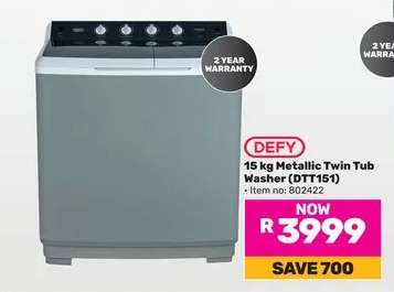 DEFY 15 kg Metallic Twin Tub Washer (DTT151)