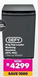 DEFY 8 kg Top Loader Washing Machine (DTL 165)
