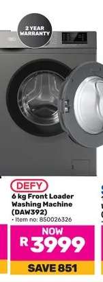 DEFY 6 kg Front Loader Washing Machine (DAW392)