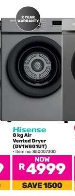 Hisense 8 kg Air Vented Dryer (DV1W801UT)