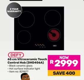 Defy 65 cm Vitroceramic Touch Control Hob (DHD406A)