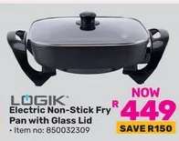 LÖGIK Electric Non-Stick Fry Pan with Glass Lid