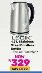 LOGIK 1.7 L Stainless Steel Cordless Kettle