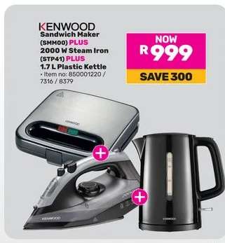 KENWOOD Sandwich Maker (SM600) PLUS 2000 W Steam Iron (STP41) PLUS 1.7 L Plastic Kettle