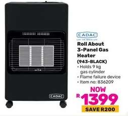 Roll About 3-Panel Gas Heater (943-BLACK)