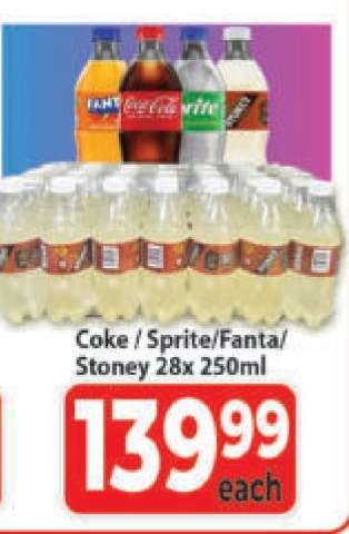 Coke / Sprite/Fanta/ Stoney 28x 250ml