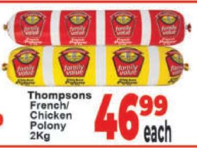 Thompsons French/Chicken Polony 2Kg