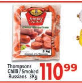 Thompsons Chilli Smoked Russians 3Kg