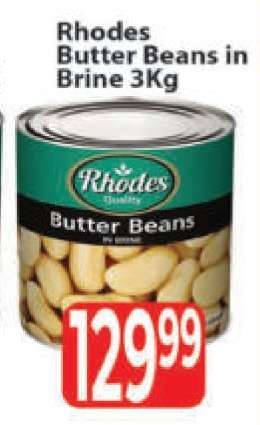 Rhodes Butter Beans in Brine 3Kg