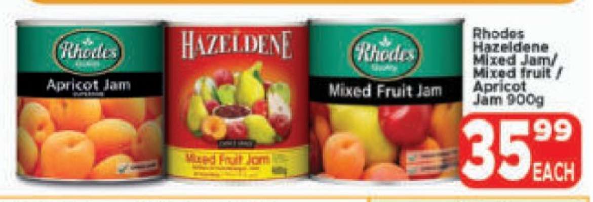 Rhodes Hazeldene Mixed Jam/Mixed fruit/Apricot Jam 900g