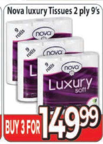 Nova luxury Tissues 2 ply 9's