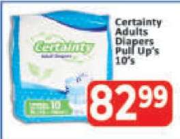 Certainty Adults Diapers Pull Up's 10's