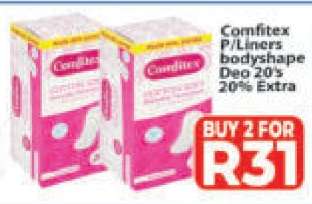 Comfitex P/Liners bodyshape Deo 20's 20% Extra