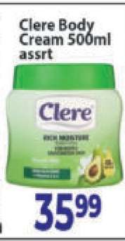 Clere Body Cream 500ml assrt