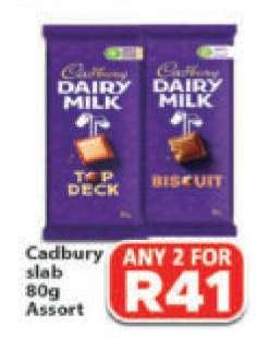 Cadbury slab 80g Assort