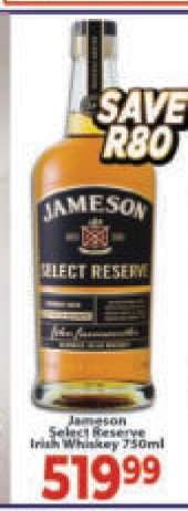 Jameson Select Reserve Irish Whiskey 750ml