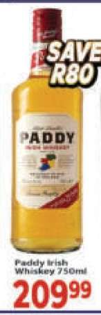 Paddy Irish Whiskey 750ml