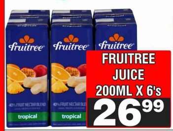 FRUITREE JUICE 200ML X 6's