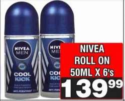NIVEA ROLL ON 50ML X 6's