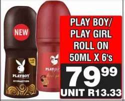 PLAY BOY/PLAY GIRL ROLL ON 50ML X 6's