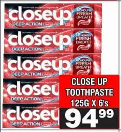 CLOSE UP TOOTHPASTE 125G X 6'S