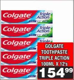 GOLGATE TOOTHPASTE TRIPLE ACTION 100ML X 12's