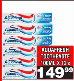 AQUAFRESH TOOTHPASTE 100ML X 12's