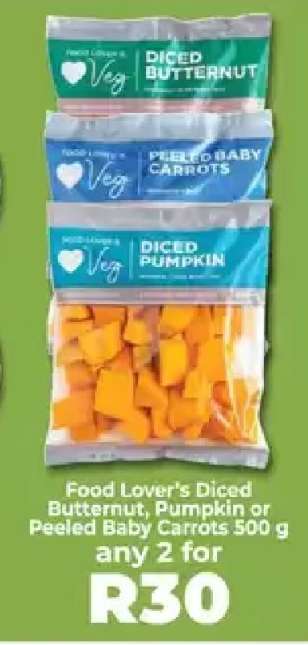 Food Lover's Diced Butternut, Pumpkin or Peeled Baby Carrots