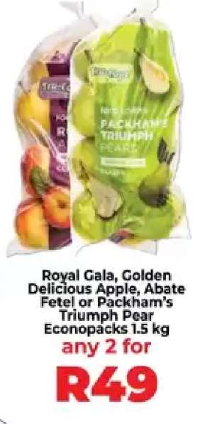 Royal Gala, Golden Delicious Apple, Abate Fetel or Packham's Triumph Pear Econopacks