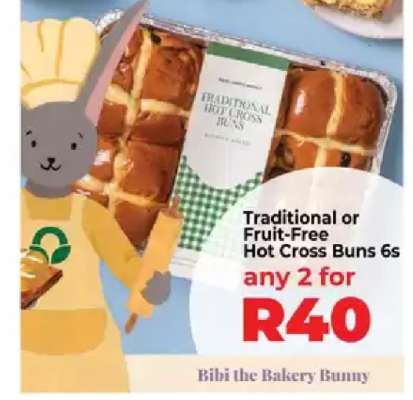 Traditional or Fruit-Free Hot Cross Buns 6s
