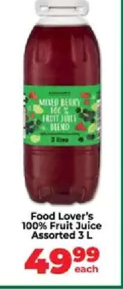 Food Lover’s 100% Fruit Juice Assorted 3 L