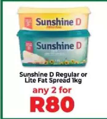 Sunshine D Regular or Lite Fat Spread 1kg